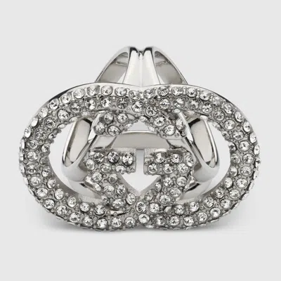 Gucci Tuchring Mit Gg Und Kristallen In Metallic