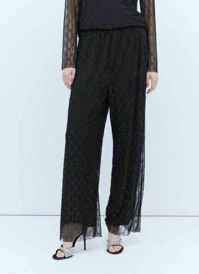 Gucci Tulle Interlocking Gg Crystal Pants In Black