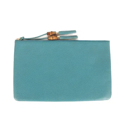 Pre-owned Gucci Turquoise Leather Clutch Bag () In Blue