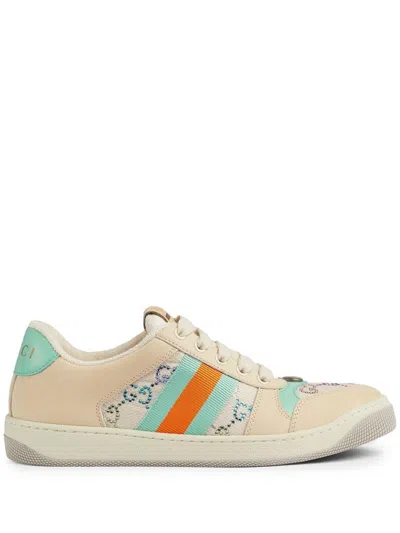 Gucci Turquoise Leather Sneakers For Women In Multi