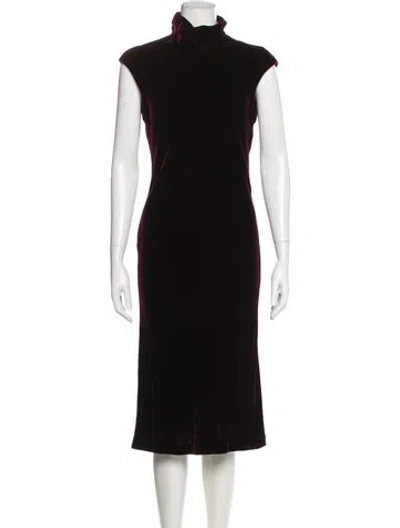 Pre-owned Gucci Turtleneck Midi Length Dress In Purple