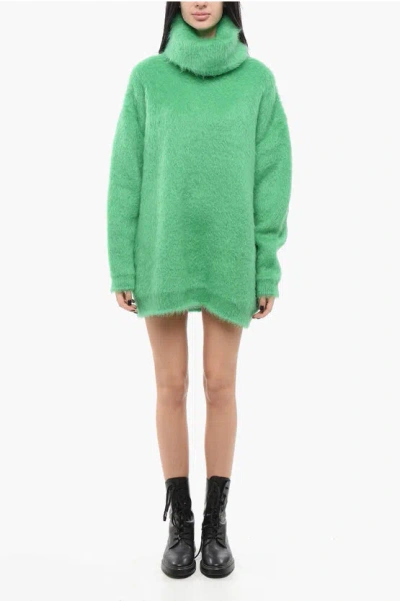 Gucci Turtleneck Mohair Blend Pull-dress In Gray