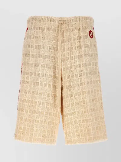 Gucci Tweed Bermuda Shorts Contrast Band In White