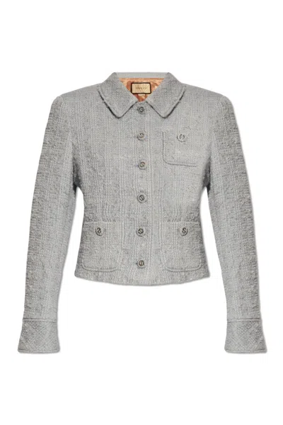 Gucci Tweed Blazer In Blue