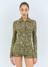 Gucci Cardigan Polo In Viscose And Tweed Blend In Green