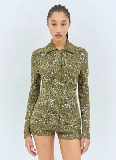 GUCCI TWEED BLEND POLO CARDIGAN