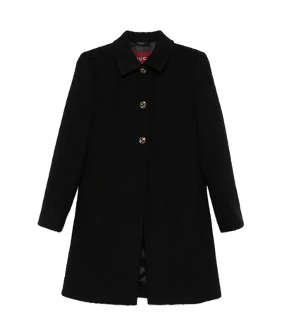 Gucci Tweed Coat With Long Sleeves And Textured Fabric In Black