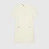 Gucci Dress Wool Tweed Embroidered Trim In White