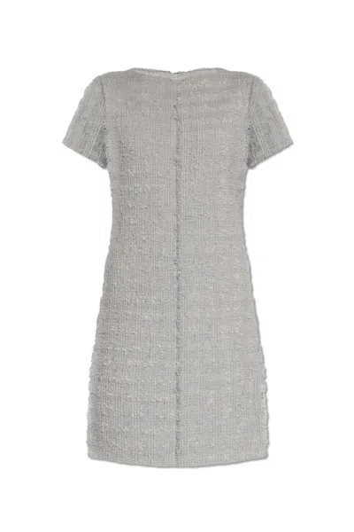 Gucci Tweed Dress With Belt In Clear Blue