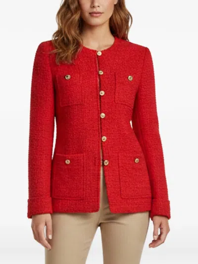 Pre-owned Gucci Tweed Front-buttons Jacket In Red