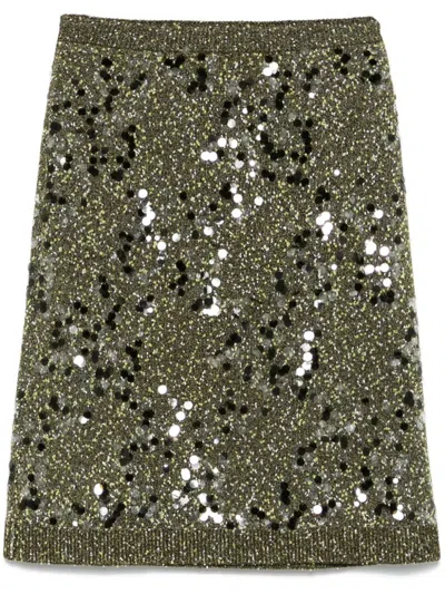 Gucci Dark Green Viscose And Tweed Blend Skirt In Gray