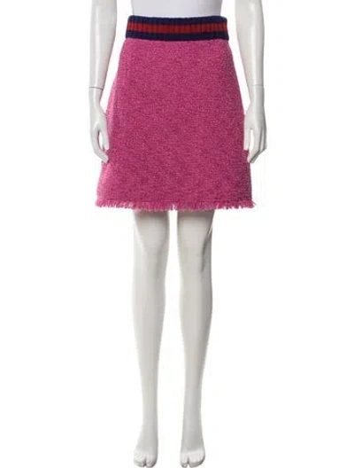 Pre-owned Gucci Tweed Mini Skirt In Pink