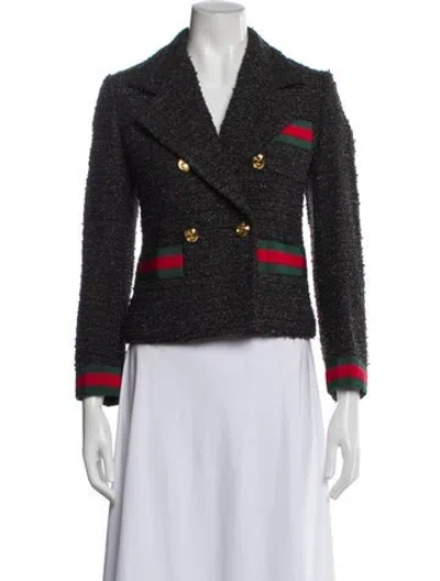 Pre-owned Gucci Tweed Pattern Blazer In Black