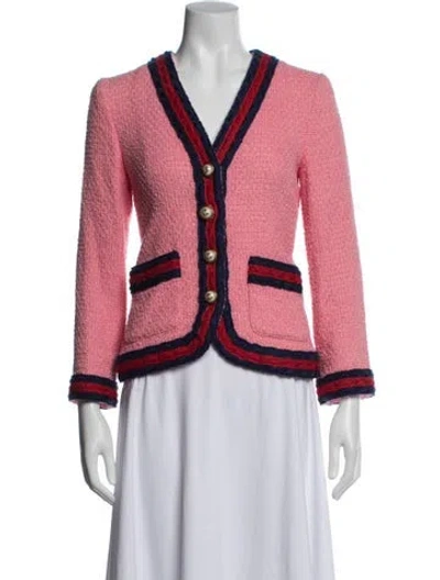Pre-owned Gucci Tweed Pattern Jacket In Pink
