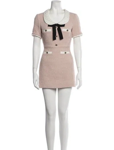 Pre-owned Gucci Tweed Pattern Midi Length Dress In Pink