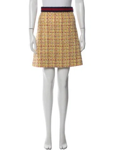 Pre-owned Gucci Tweed Pattern Mini Skirt In Yellow