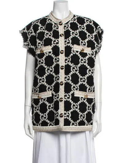 Pre-owned Gucci Tweed Pattern Vest In Black