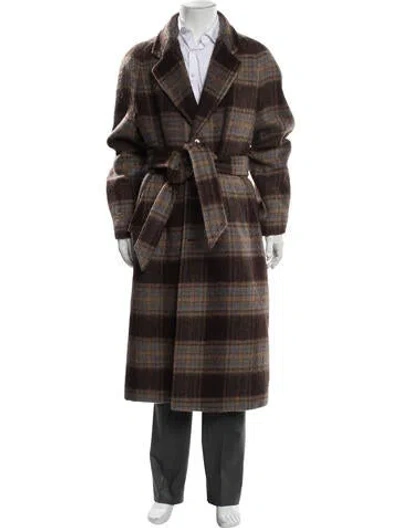 Pre-owned Gucci Tweed Pattern Wool Coat In Brown