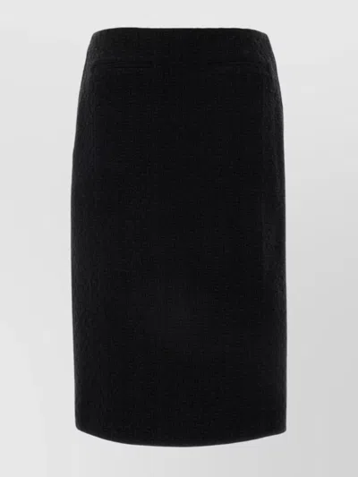Gucci Tweed Skirt With Back Slit And High Waist In Black