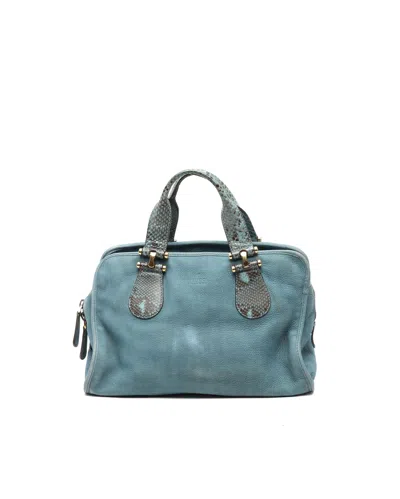 Gucci Twice Python Handbag In Blue