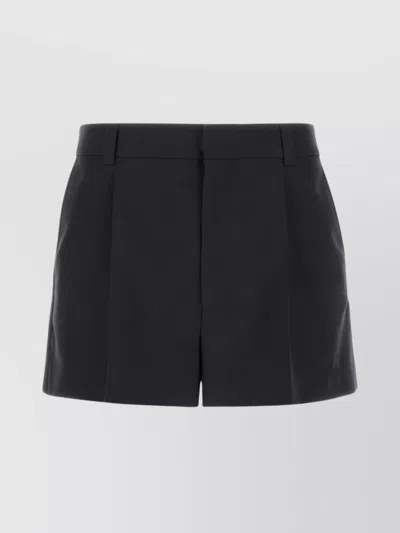Gucci Twill Bermuda Shorts Featuring Front Pleats In Black