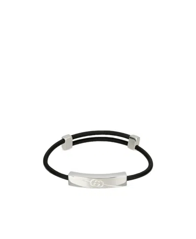 Gucci Twill Interlocking Double G Bracelet In Black