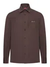 Gucci Twill Shirt With Snap Pocket And Long Sleeves In Brown