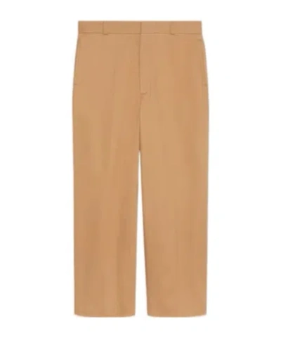 Gucci Twill Straight Trousers In Nude