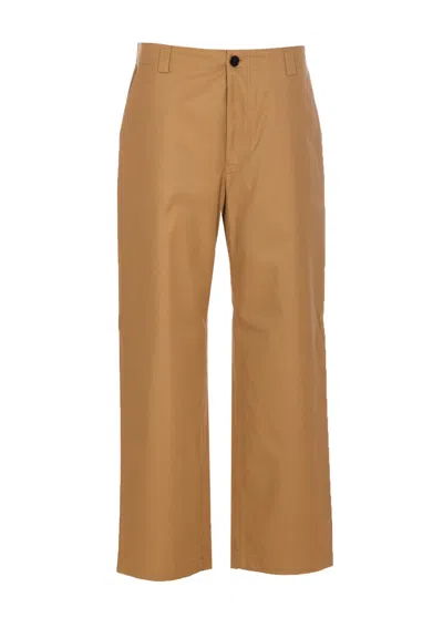 Gucci Twill Web Detail Pants In Brown