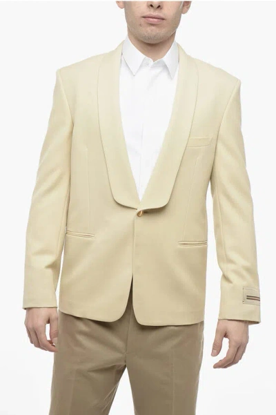 Gucci Twill Wool Blazer With Shawl Lapel In Yellow