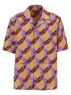 Gucci Multicolor Bowling Shirt With Cuban Collar And All-over Print In Cotton Man In Blue