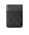 Gucci Two-color Magnetic Buckle Card Holder In Black