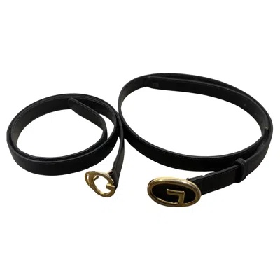 Pre-owned Gucci Two Elegant 1980s Leather And Brass Belts By  In Black