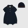 Gucci Two-piece Cotton Gift Set With Web In Blue