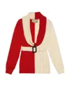 Gucci Multicolor Two-tone Belted Jumper In Nude