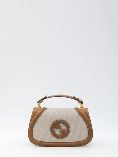 GUCCI GUCCI TWO-TONE CANVAS AND LEATHER GUCCI BLONDIE HANDBAG