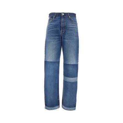 Gucci Two-tone Denim Loose Fit Jeans In Blue