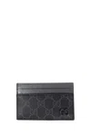 Gucci Two-tone Gg Card Case In Black