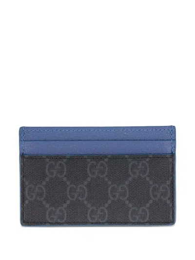 Gucci Two-tone Gg Card Holder In Black