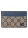 Gucci Two-tone Gg Card Holder In Sand