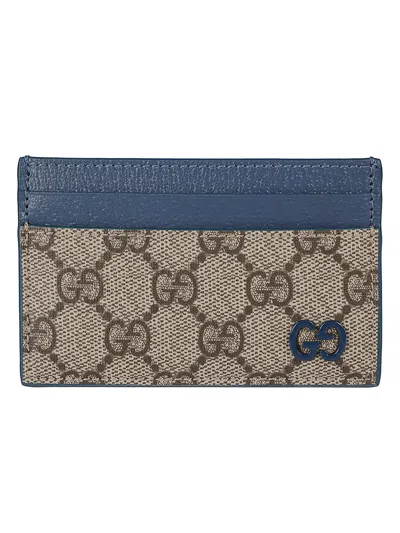 Gucci Two-tone Gg Card Holder In Sand