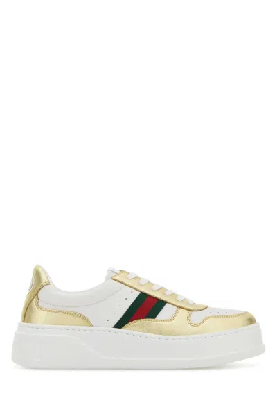 Gucci Women Two-tone Leather Sneakers In Yellow