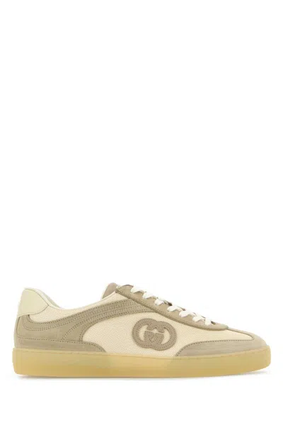Gucci Dual-tone Mesh And Suede Sneakers In White