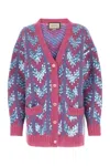 Gucci Chevron Mohair Wool Cardigan With Sequins In Pink