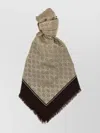 Gucci Two-tone Scarf Featuring Fringed Edges In Brown