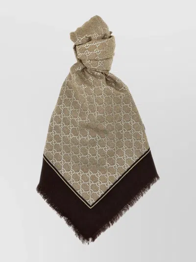 GUCCI TWO-TONE SCARF FEATURING FRINGED EDGES
