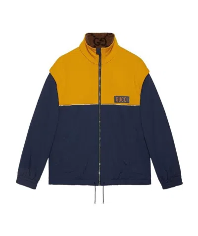 Gucci Two-tone Technical Jersey Jacket In Blue