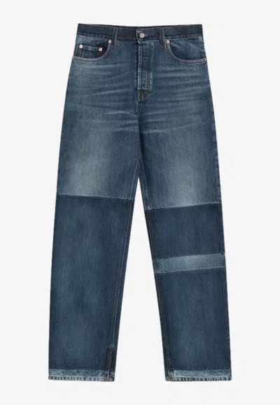 GUCCI TWO-TONE WIDE-LEG JEANS