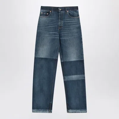 デニム・ジーパン GUCCI TWO-TONE WIDE-LEG JEANS WITH STONE-WASHED TREATMENT Gucci Two-tone Wide-leg Jeans In Blue | ModeSens