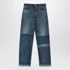 Gucci Women's Two-tone Wide-leg Jeans With Stone-washed Treatment In Blue